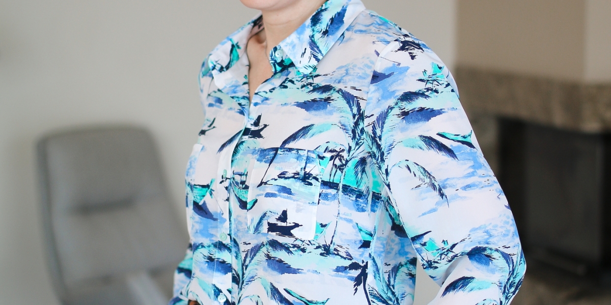 Palm tree silk blouse